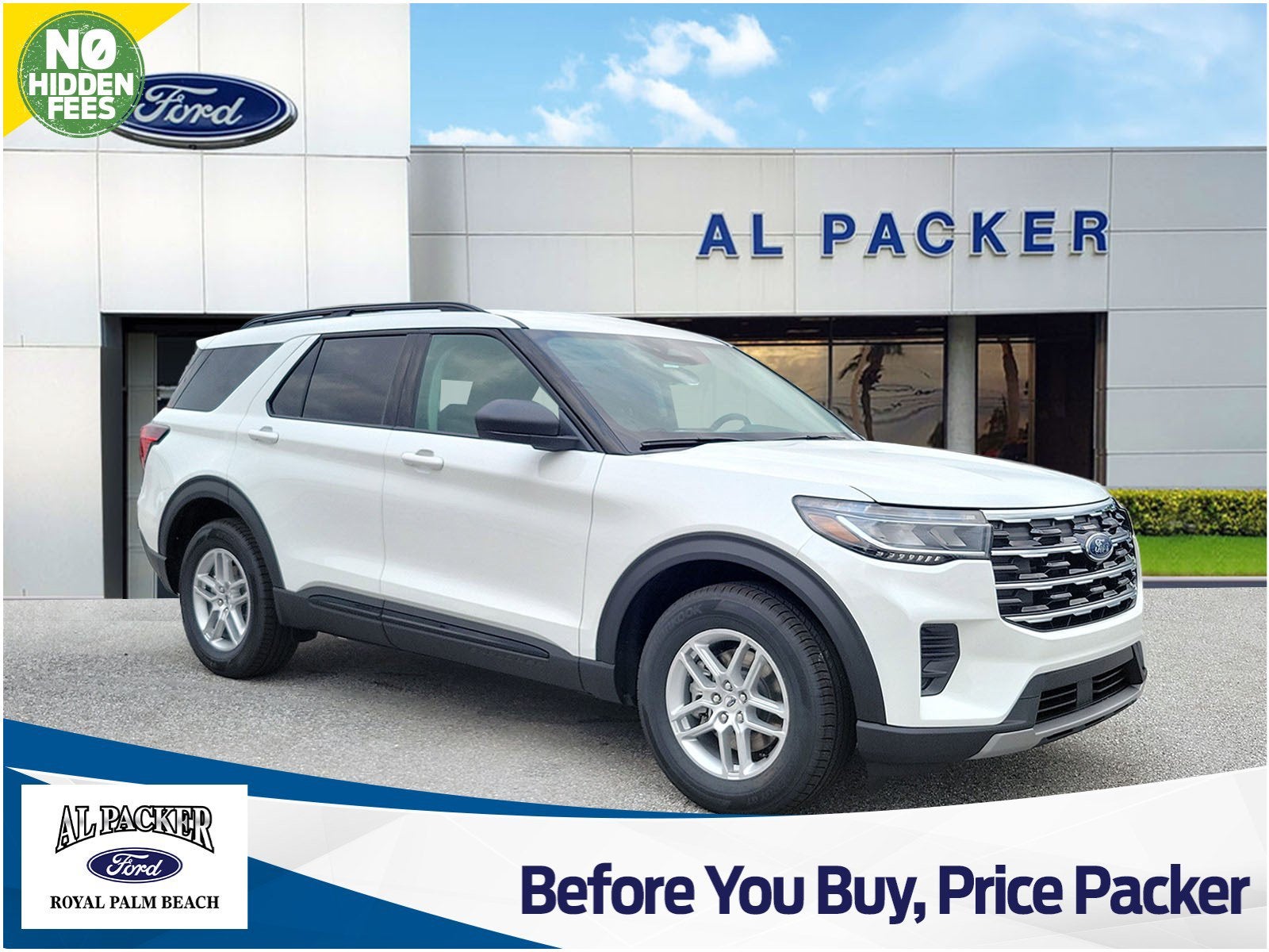 2026 Ford Explorer Active w/200A Pkg in Star White Metallic Tri-Coat — front three-quarter view