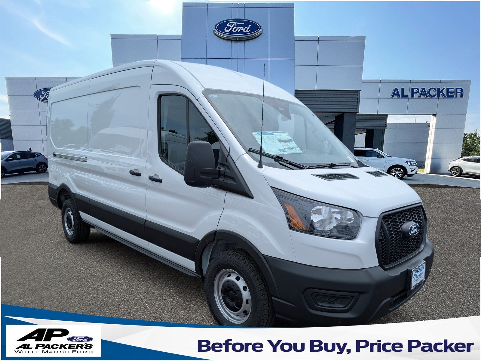 2026 Ford Transit Cargo Van Base in Oxford White — front three-quarter view